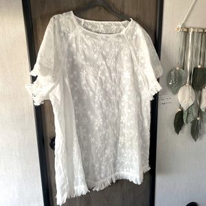 Embroidered top with fringe